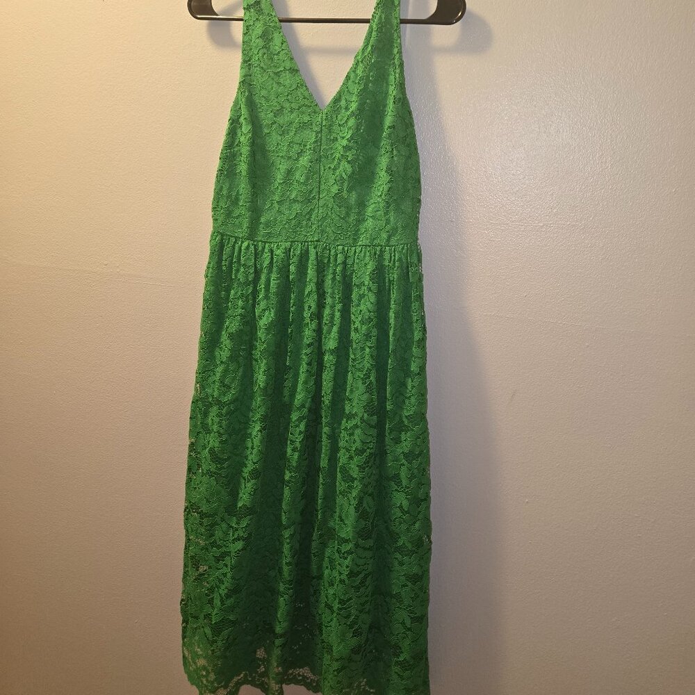 Simply Vera Wang Emerald Green Lace Midi Dress St. Patricks Day Spring Wedding